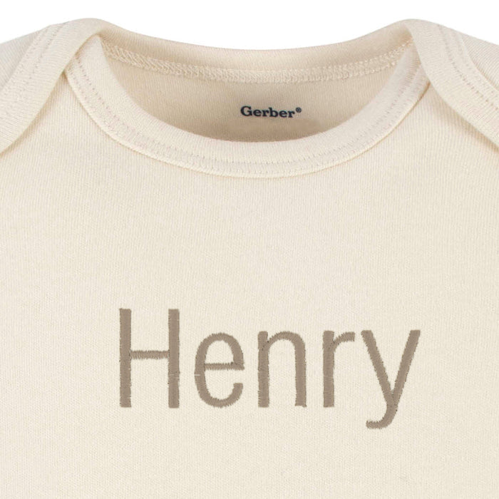 Embroidered Baby Neutral Natural Premium Short Sleeve Onesies® Bodysuit onesies Gerber®