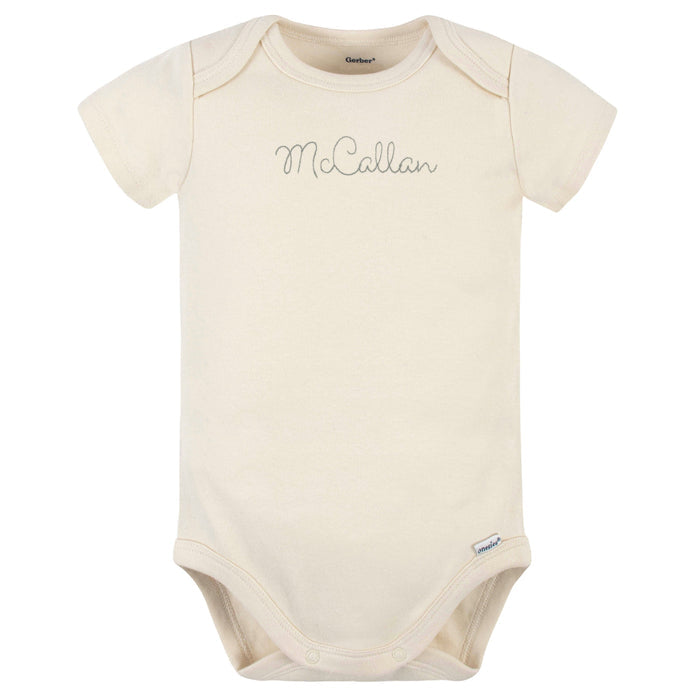 Embroidered Baby Neutral Natural Premium Short Sleeve Onesies® Bodysuit onesies Gerber®