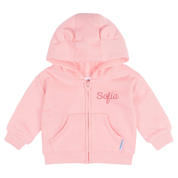 Embroidered Baby Neutral Pink Zip Front Sweatshirt tops Gerber®