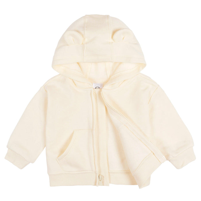 Baby Neutral Soft Beige Zip Front Sweatshirt Outerwear Gerber®