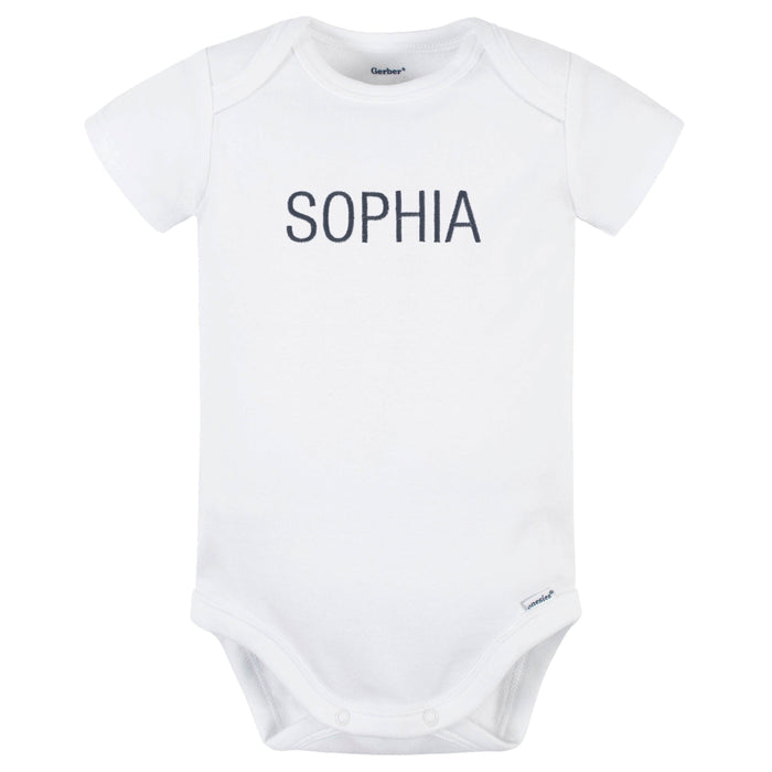Embroidered Baby Neutral White Premium Short Sleeve Onesies® Bodysuit onesies Gerber®