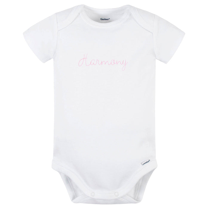 Embroidered Baby Neutral White Premium Short Sleeve Onesies® Bodysuit onesies Gerber®