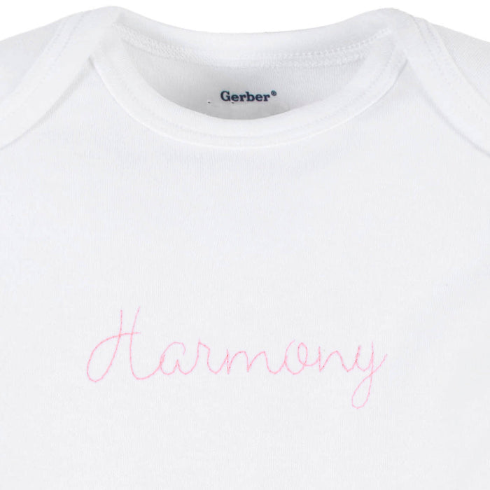 Embroidered Baby Neutral White Premium Short Sleeve Onesies® Bodysuit onesies Gerber®