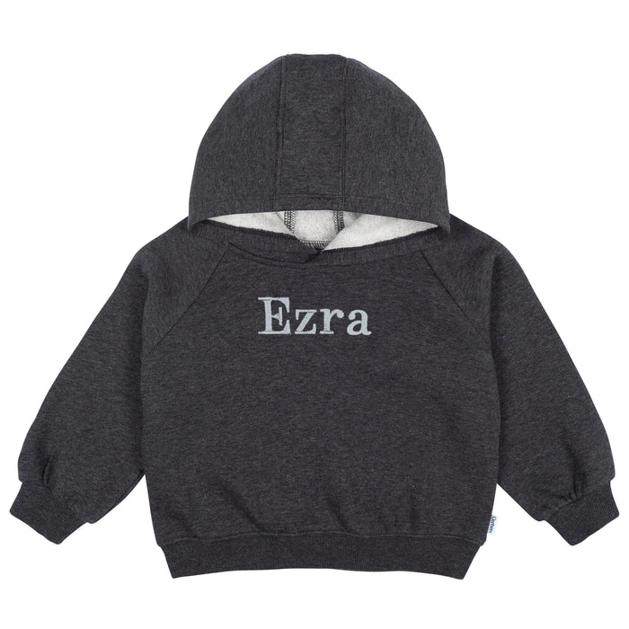 Embroidered Baby & Toddler Neutral Charcoal Heather Pullover Hooded Sweatshirt tops Gerber®