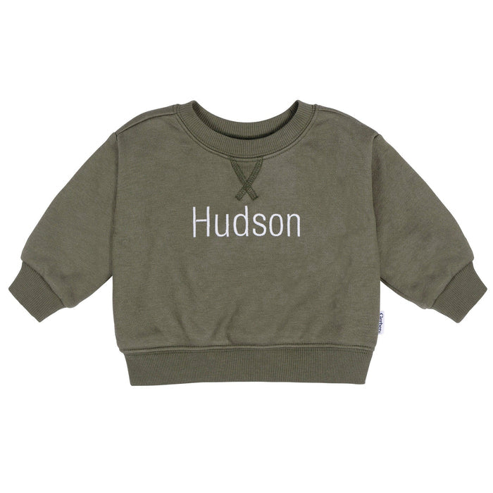 Embroidered Baby & Toddler Neutral Moss Green Crewneck Sweatshirt tops Gerber®