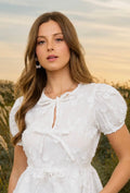 Embroidered Floral Front Tie Top