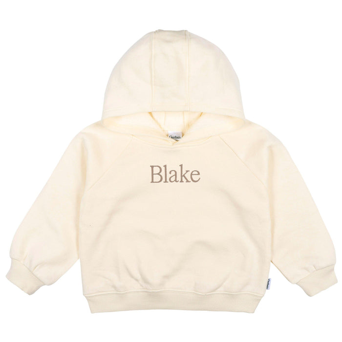 Embroidered Infant & Toddler Neutral Soft Beige Pullover Hooded Sweatshirt tops Gerber®