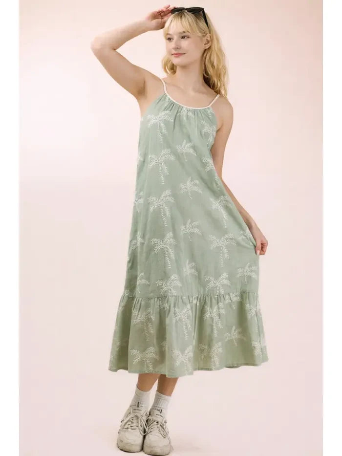 Embroidered Summer Boho Midi Dress