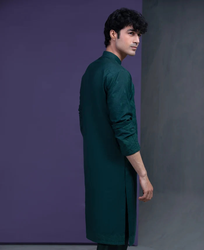 Emerald Green cotton jacquard with Self texture