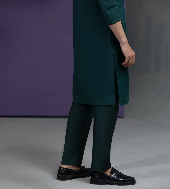 Emerald Green cotton jacquard with Self texture