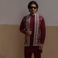 Fidaa - Dark Maroon Front Open Waistcoat with IronEZ Kurta & Pyjama