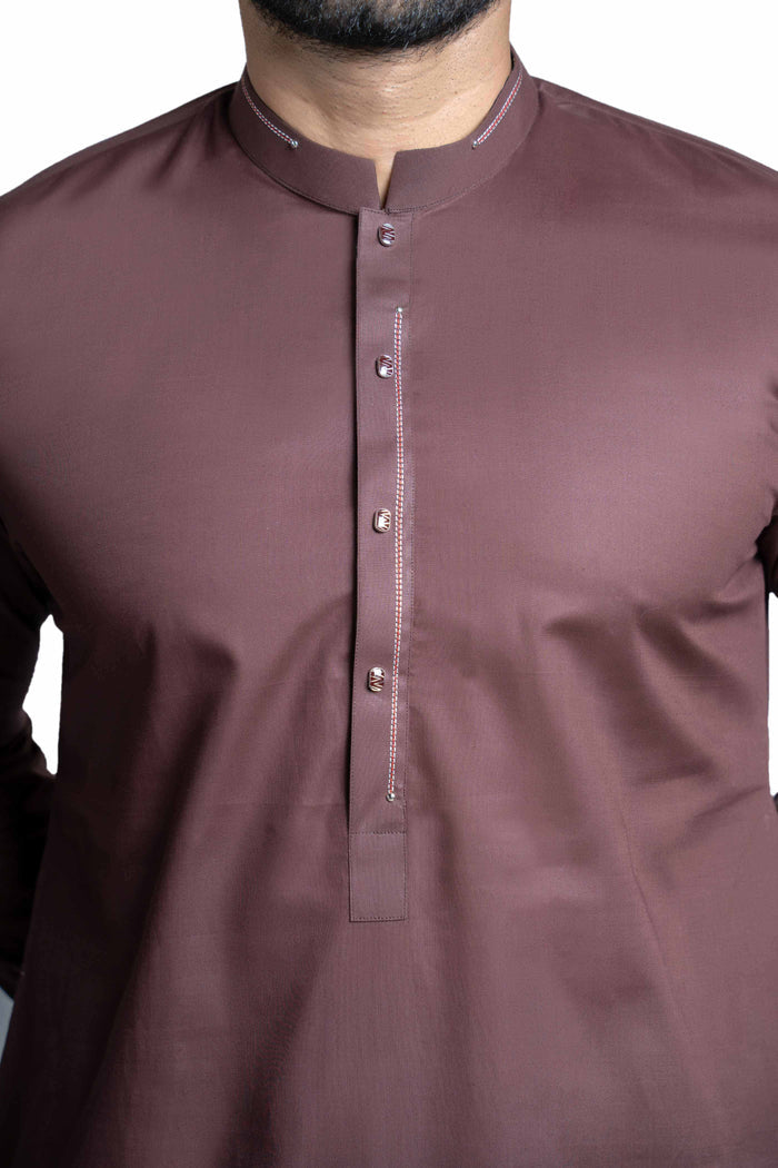 Fine Dark Brown Kurta and Pants