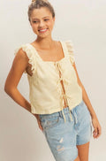Floral and Flutter Gingham Top