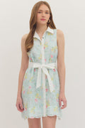 Floral Collared & Tie Tank Dress