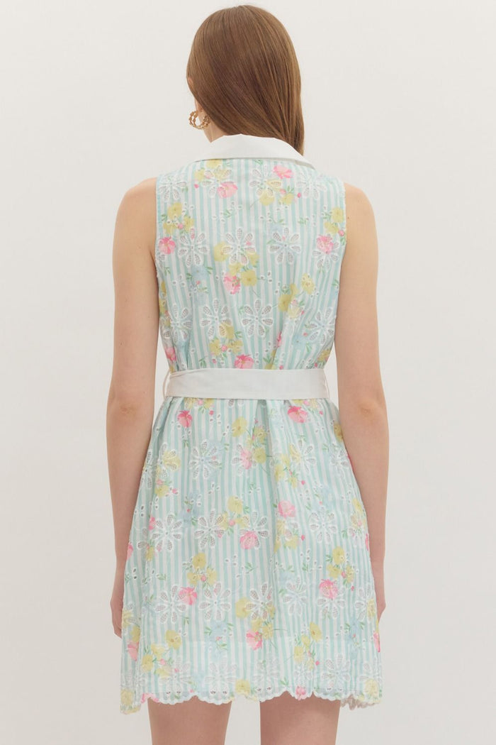 Floral Collared & Tie Tank Dress