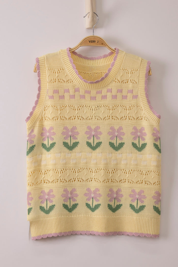 Floral Eyelet Sweater Blouse