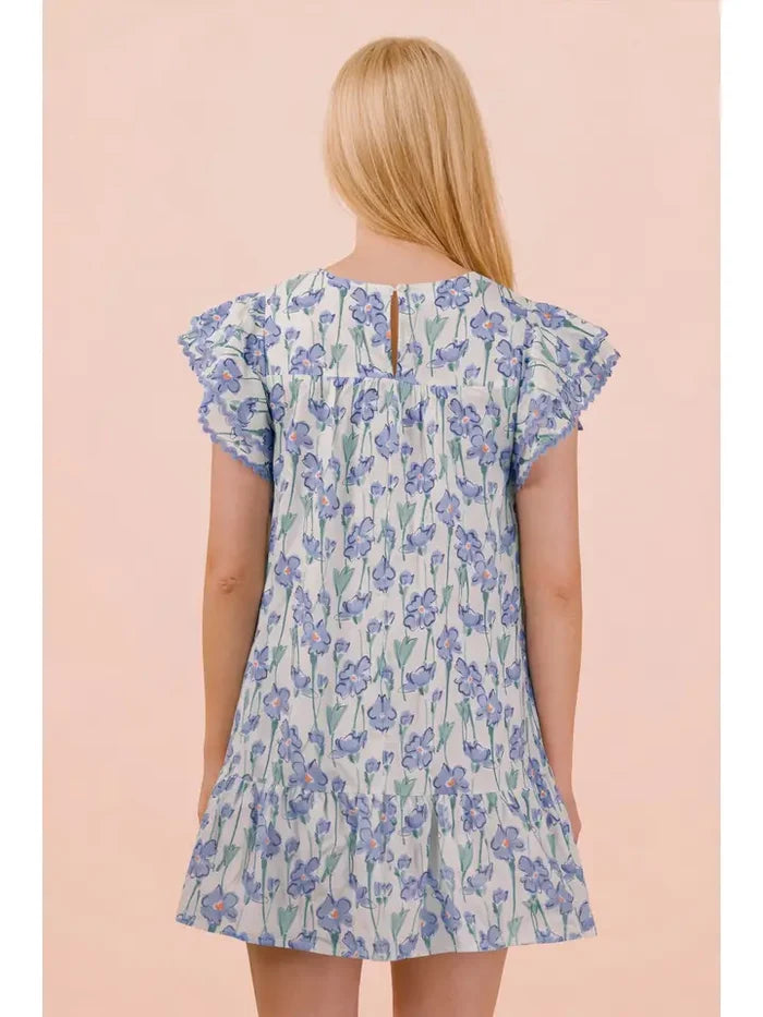 Floral Printed Ruffled Mini Dress
