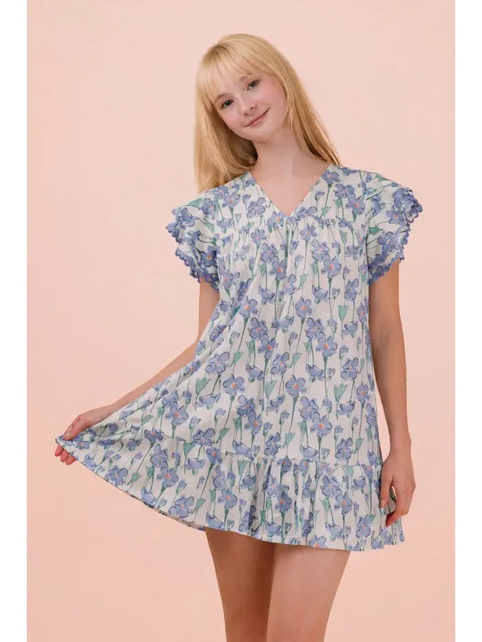 Floral Printed Ruffled Mini Dress