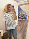 Floral & Ruffled Collar Top