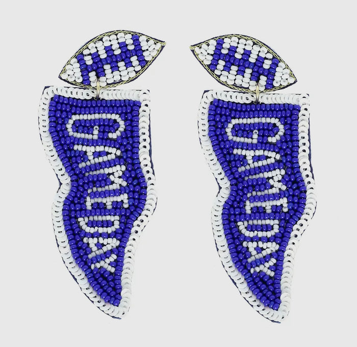 Game Day Beaded Flag Statement Earrings
