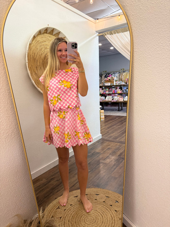 Gingham Pink Lemonade Set