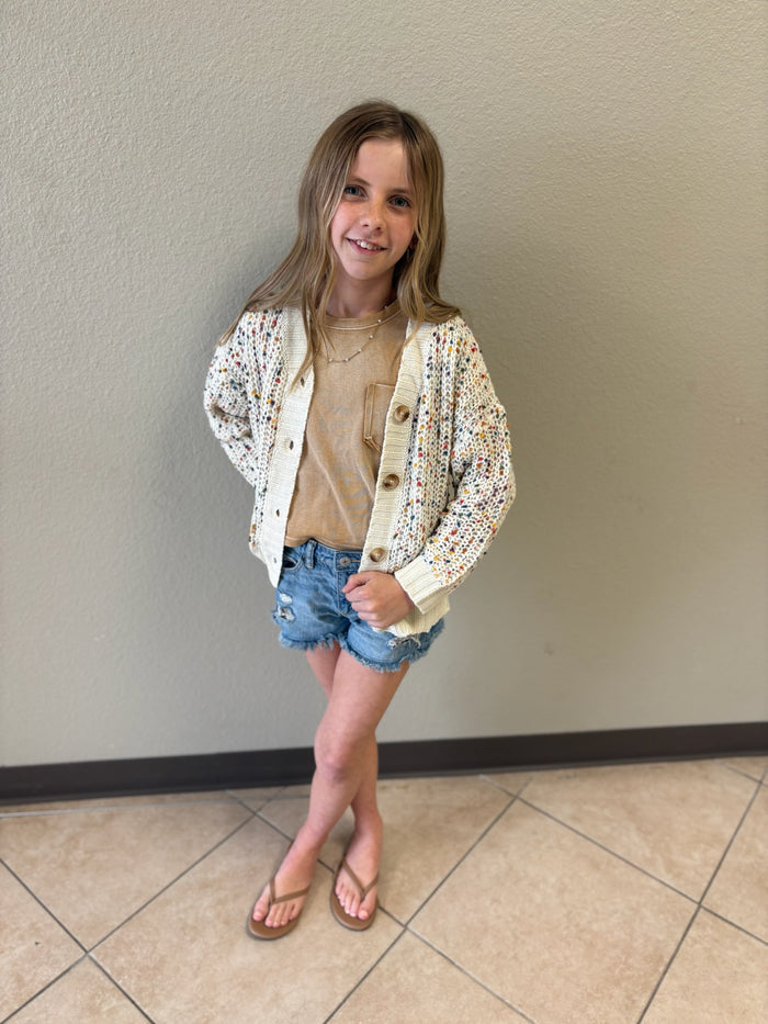Girls Confetti Knit Cardigan