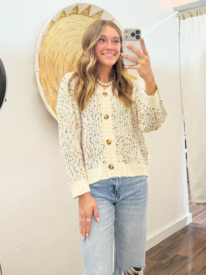 Girls Confetti Knit Cardigan