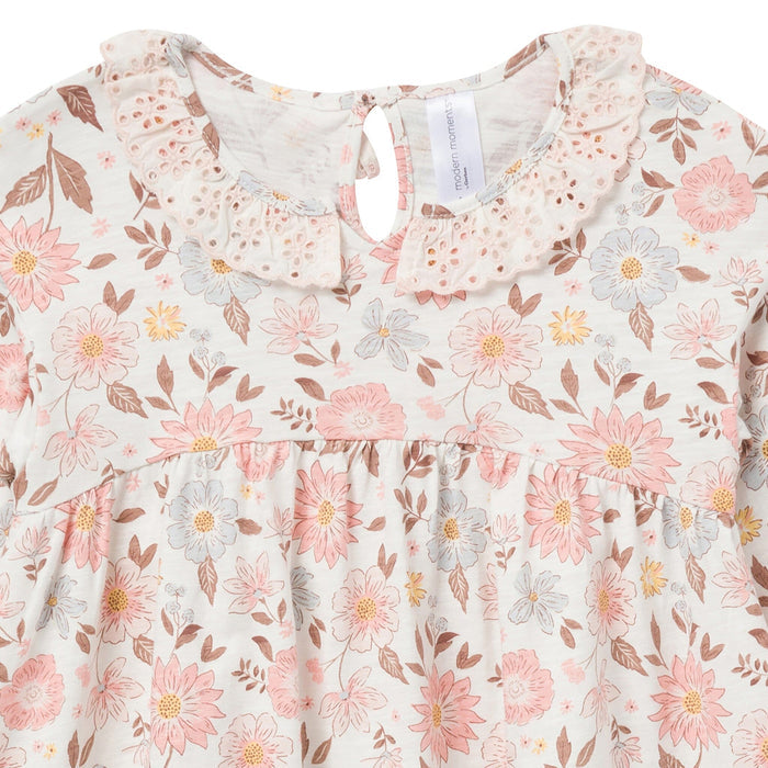 Baby Girls Fall Floral Neck Ruffle Dress Dresses Modern Moments™ by Gerber®