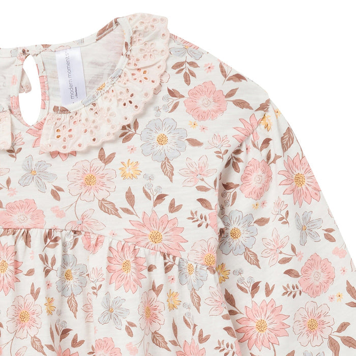 Baby Girls Fall Floral Neck Ruffle Dress Dresses Modern Moments™ by Gerber®