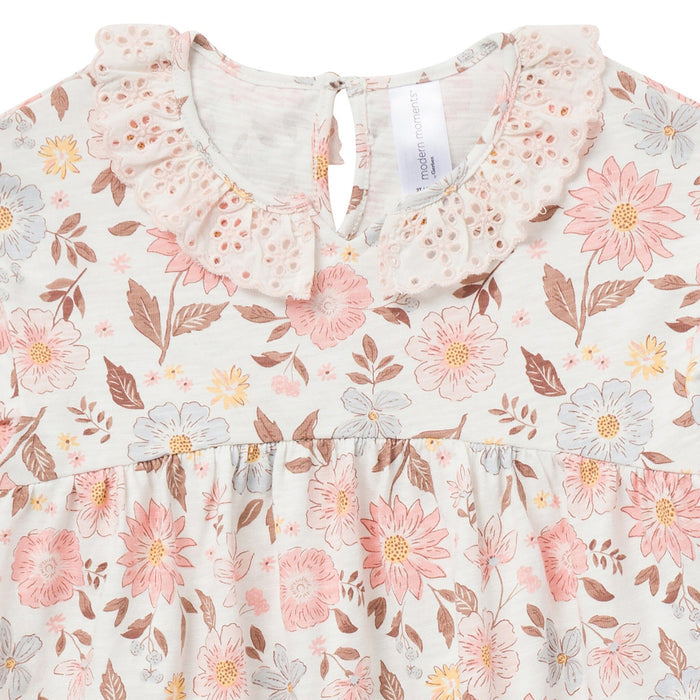 Baby Girls Fall Floral Neck Ruffle Dress Dresses Modern Moments™ by Gerber®