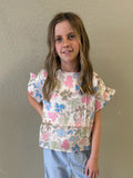 Girls Floral Ruffle Top