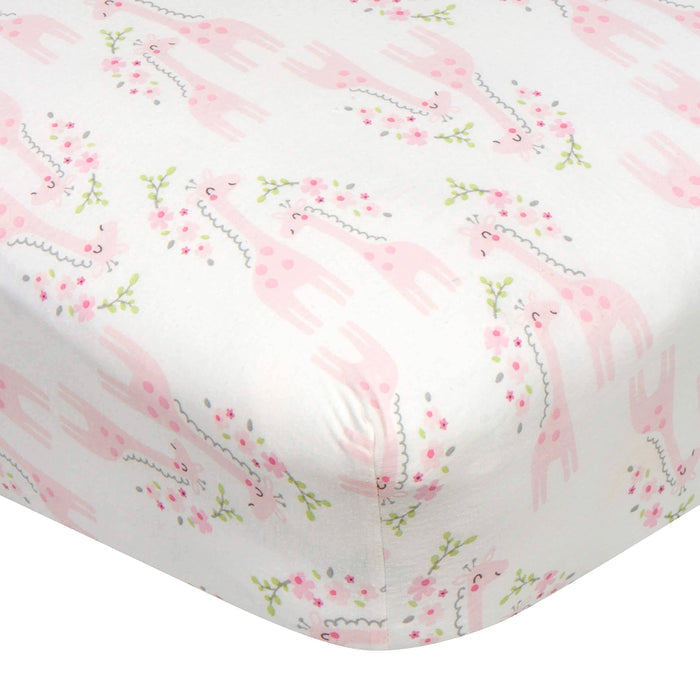 Girls Mommy & Me Giraffe Fitted Crib Sheet-Gerber Childrenswear