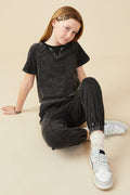 Girls Washed Short Sleeve Sweatshirt & Joggers Set