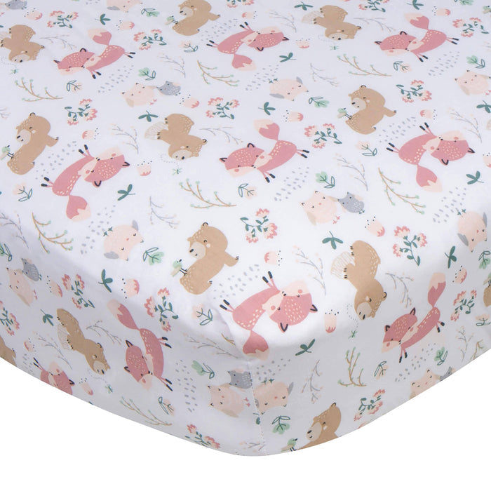 Girls Woodland Critters Fitted Crib Sheet-Gerber Childrenswear