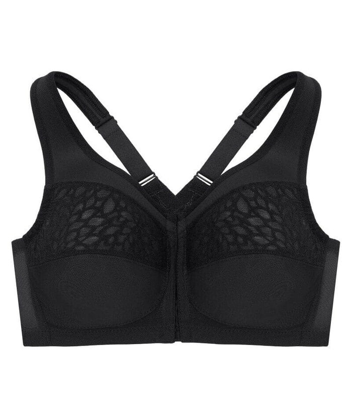 Glamorise MagicLift Wire-Free Front-Closure Racerback Bra - Black Bras