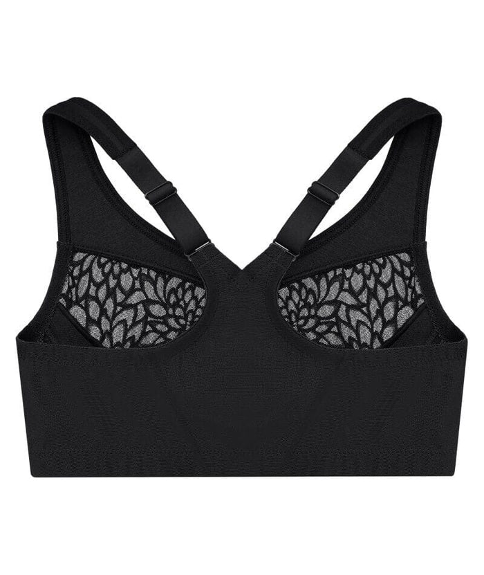 Glamorise MagicLift Wire-Free Front-Closure Racerback Bra - Black Bras