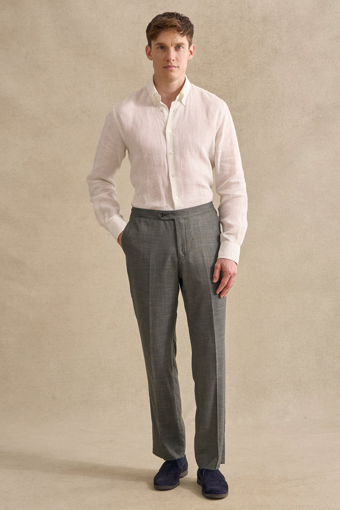 Green Flat Front Bamboo Trousers