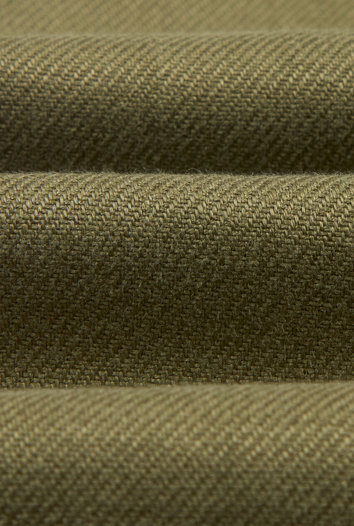 Green Flat Front Linen Twill Trousers