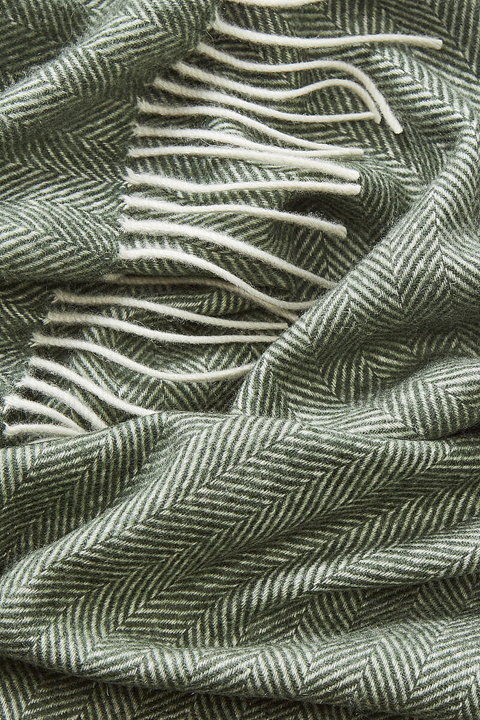 Green Herringbone Cashmere Scarf