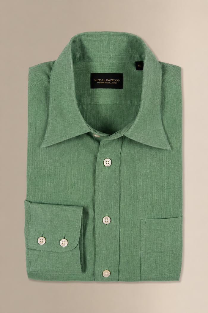 Green Linen Popover Shirt