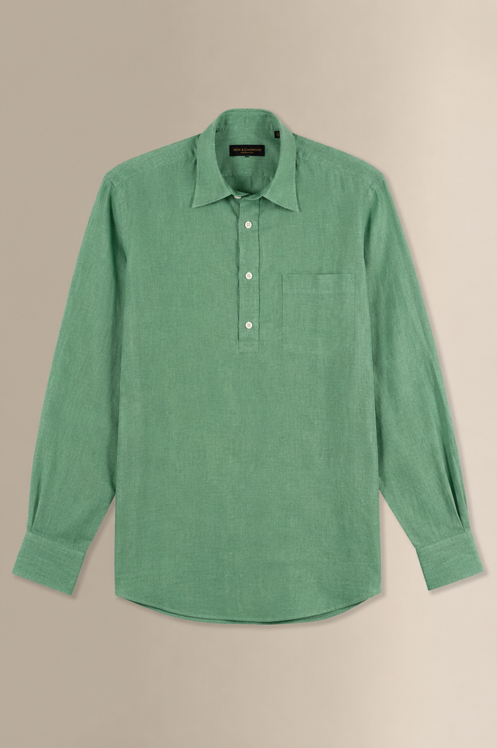 Green Linen Popover Shirt