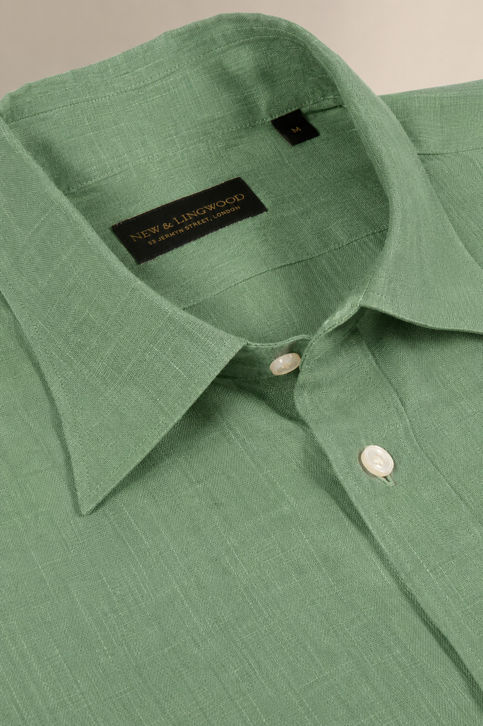 Green Linen Popover Shirt