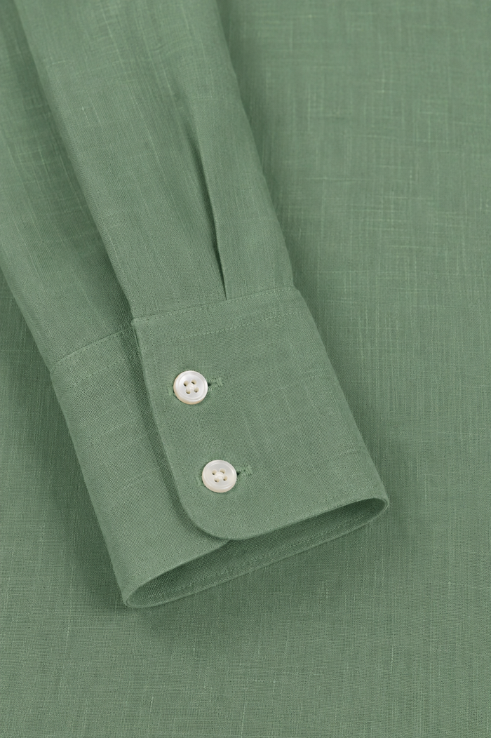 Green Linen Popover Shirt