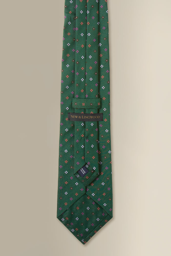 Green Micro Floral Woven Silk Tie