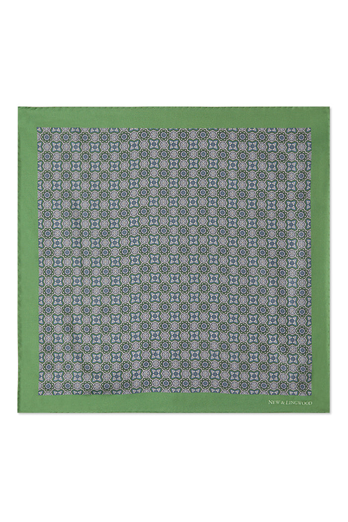 Green Micro Pattern Silk Pocket Square