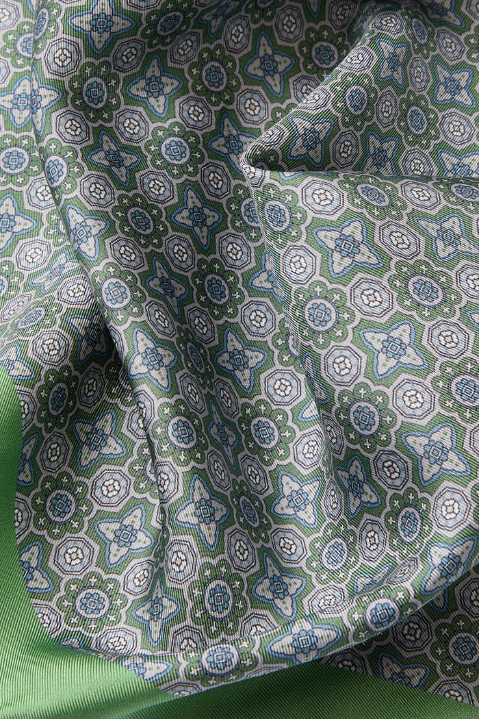 Green Micro Pattern Silk Pocket Square