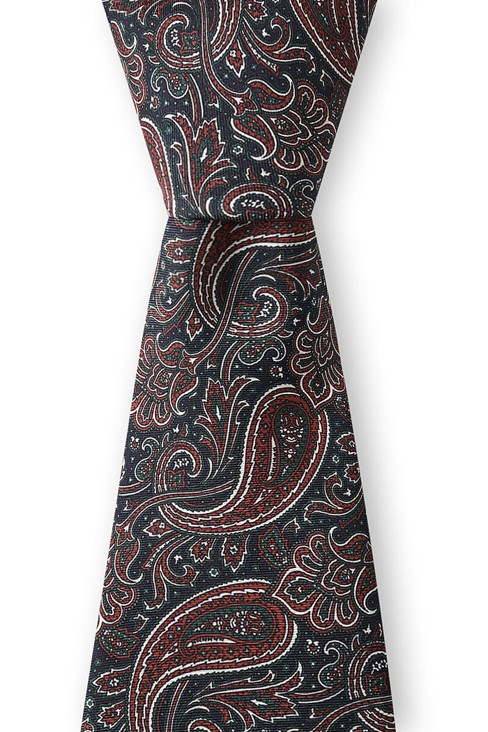 Green & Navy Paisley Silk Tie