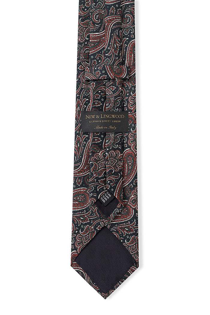 Green & Navy Paisley Silk Tie