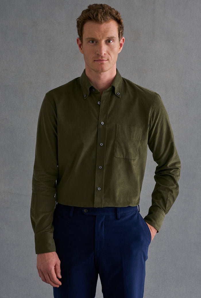 Green Needlecord Salcombe Shirt