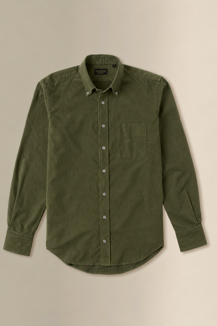 Green Needlecord Salcombe Shirt